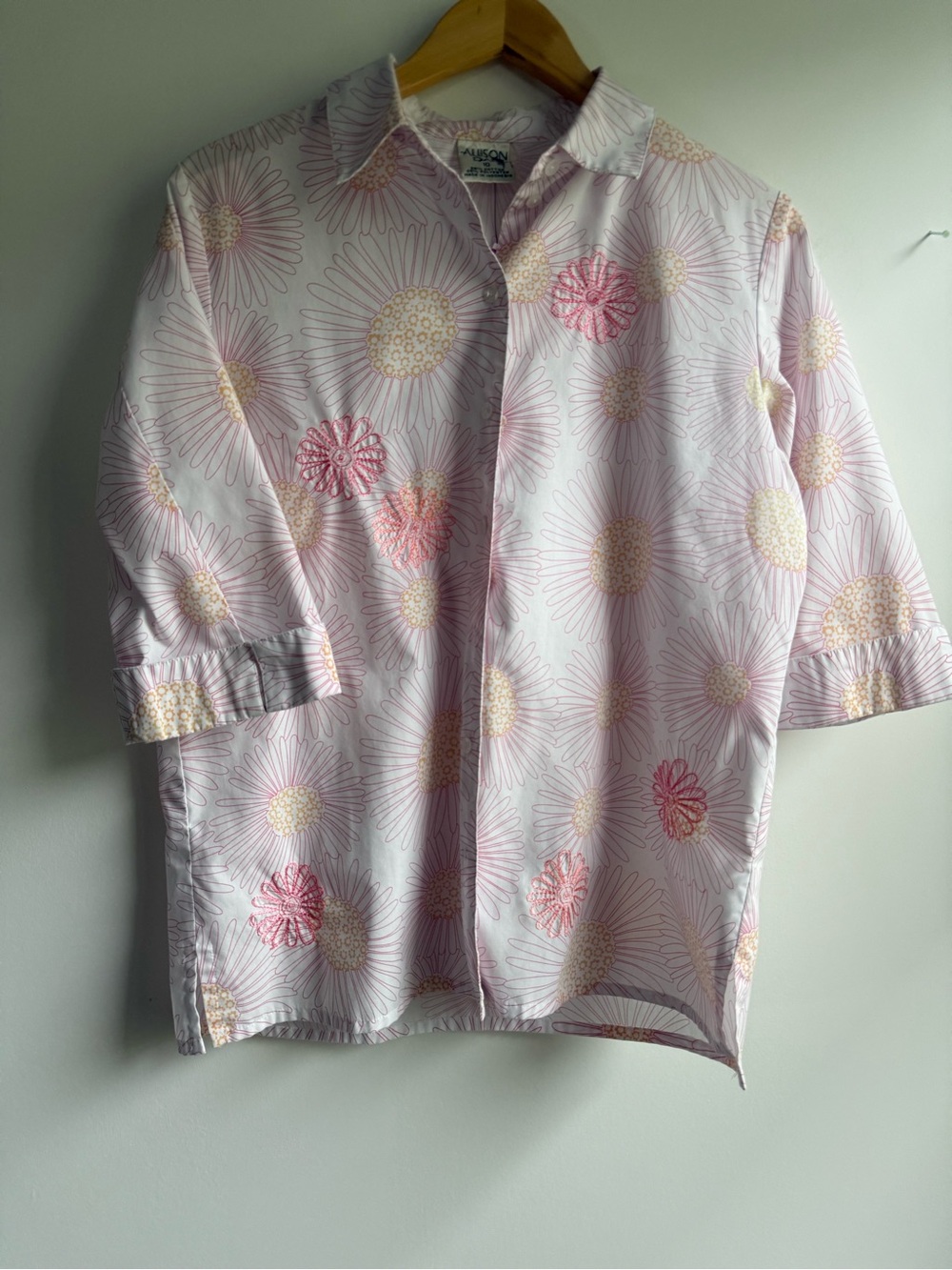 Allison Daley Pink Daisy-Print Button Down Shirt